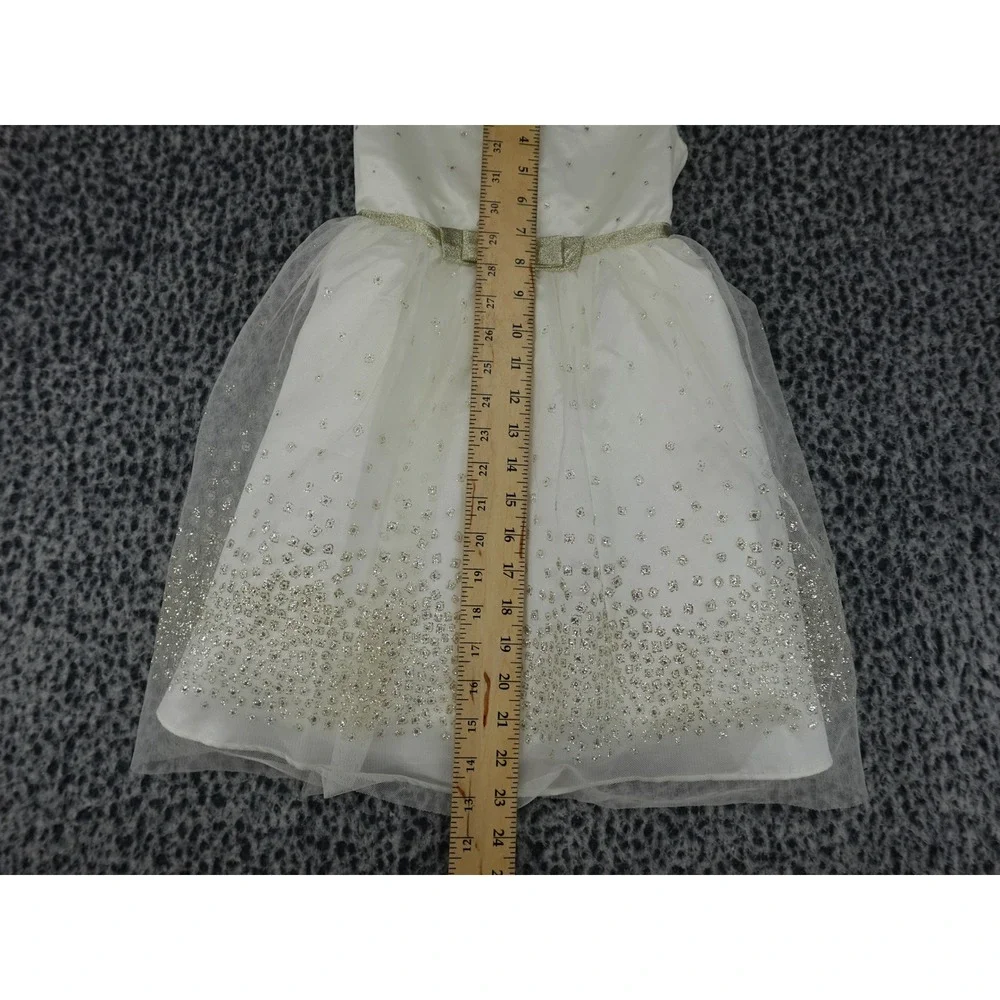 Jona Michelle Party Dress Girls 5 Ivory Gold Good Glitter Tulle CO5749